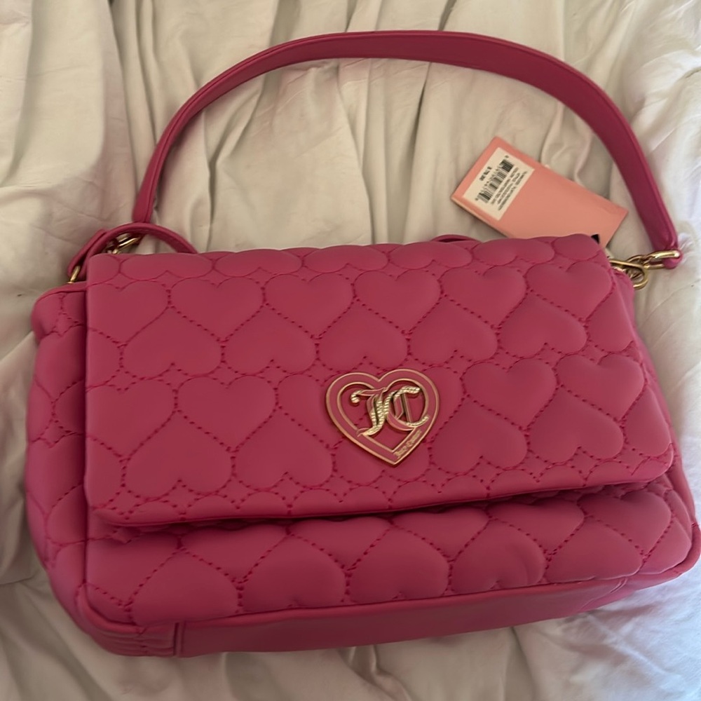 Juicy Couture Hot Pink flap crossbody flawless heart quilted